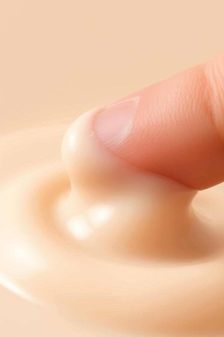 Applying a rich anti aging moisturizer to the skin