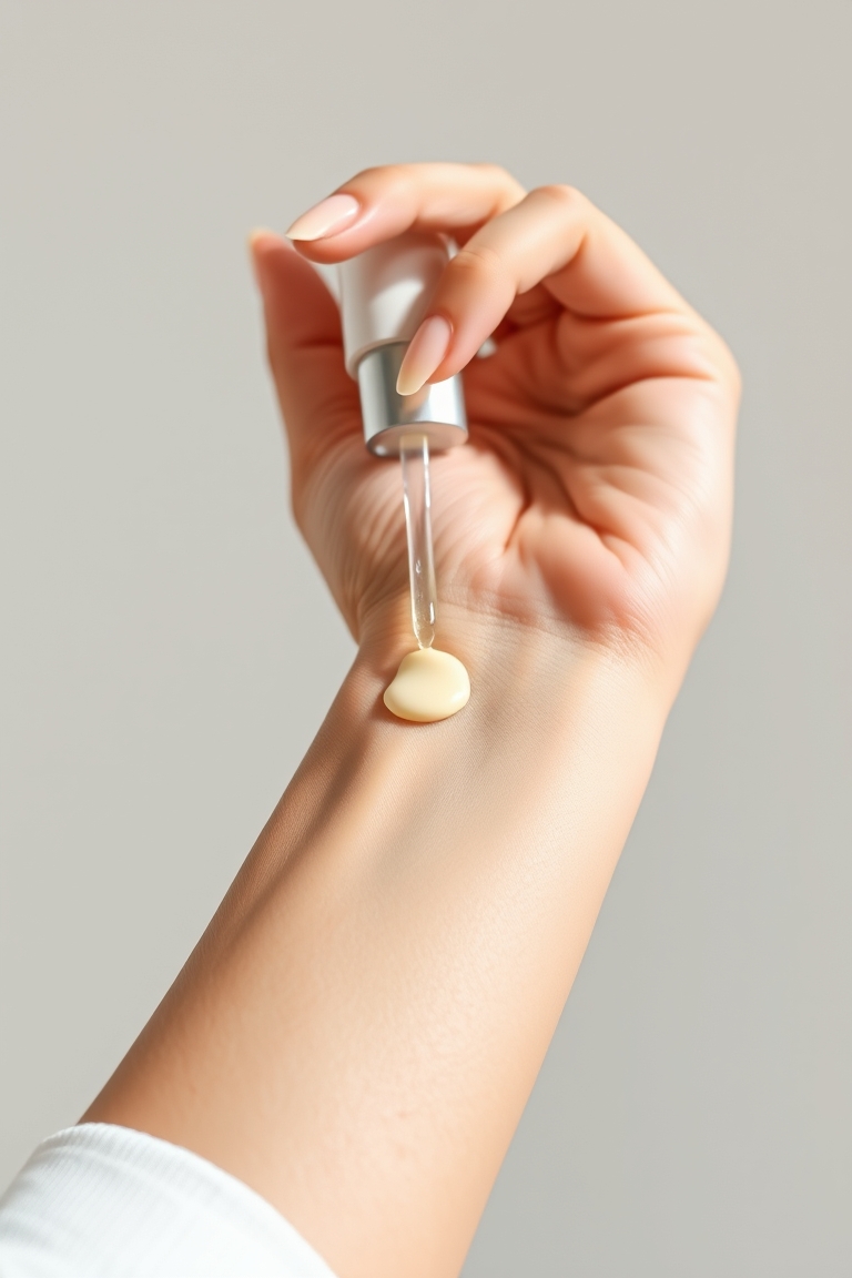 brightening serum applied to skin