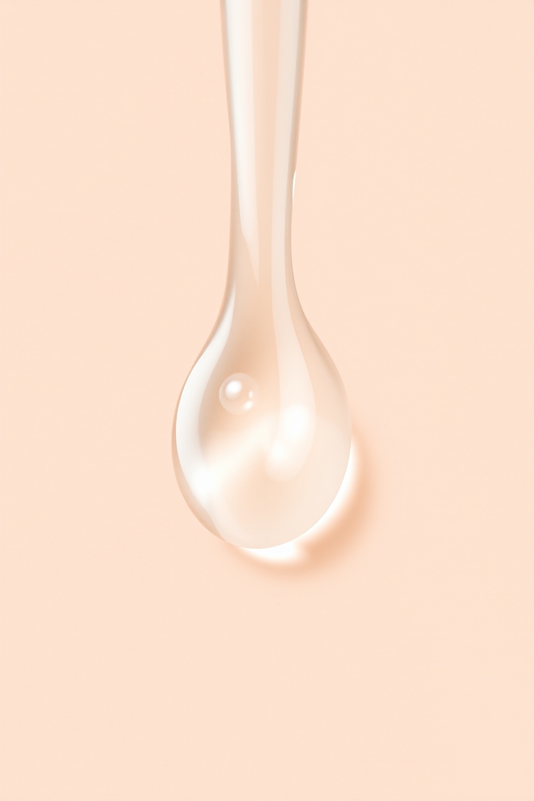 Detailed view of a niacinamide serum droplet